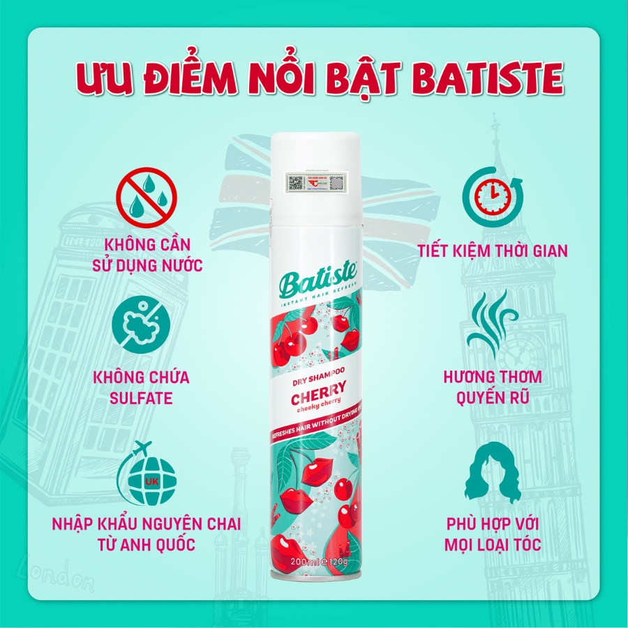 Dầu gội khô Batiste Cherry 200ml