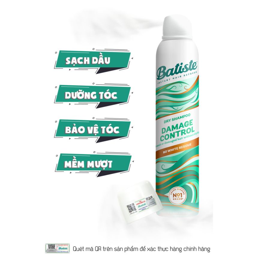 Dầu Gội Khô Batiste Dry Shampoo Damage Control 200ml