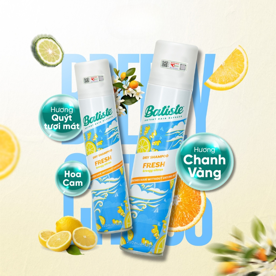 Mô tả Dầu Gội Khô Batiste Fresh 200ml