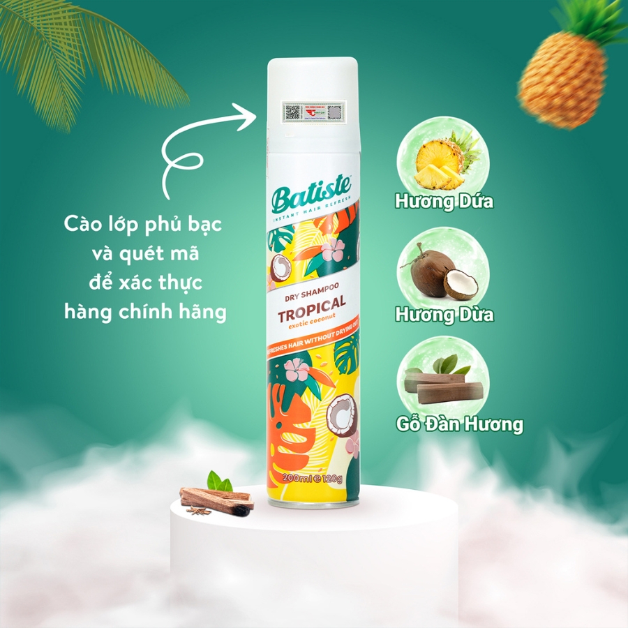 Mô tả Dầu Gội Khô Batiste Tropical 200ml