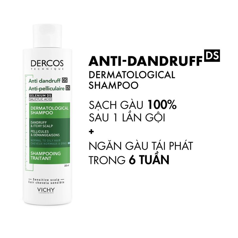 Dầu Gội Vichy Dercos Giảm Gàu Cho Da Đầu Dầu & Ngứa 200ml