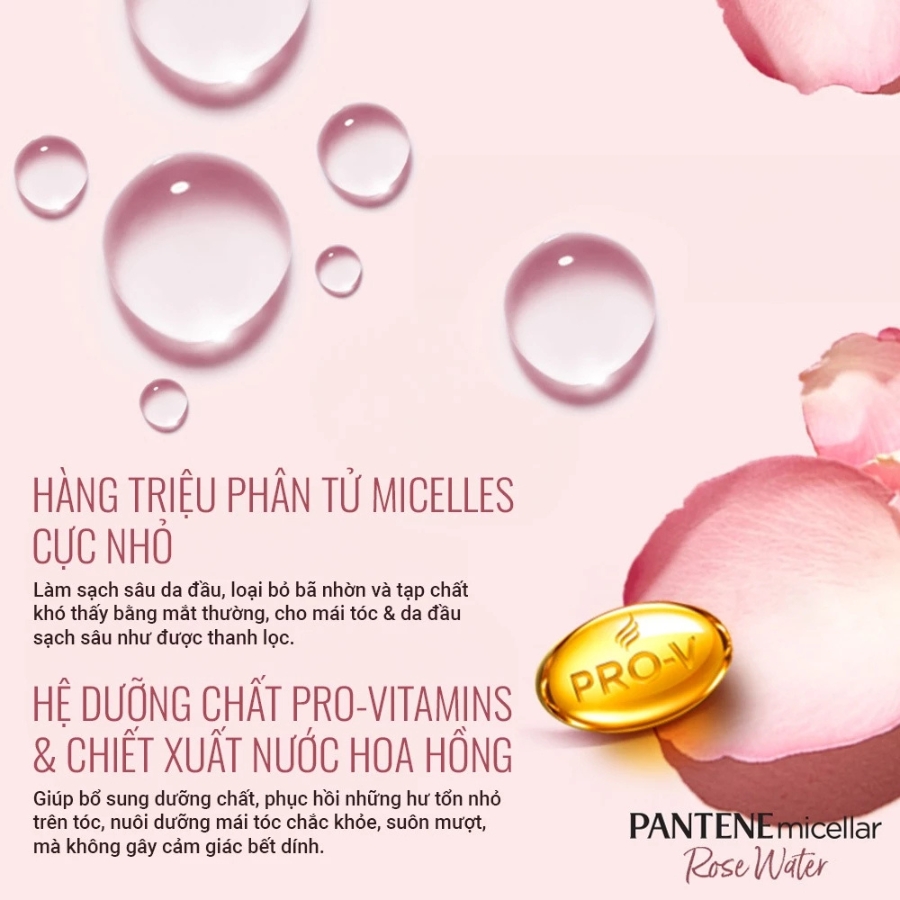 Công dụng của Dầu Xả Pantene Micellar Detox & Hydrate Rose Water Extract 530ml