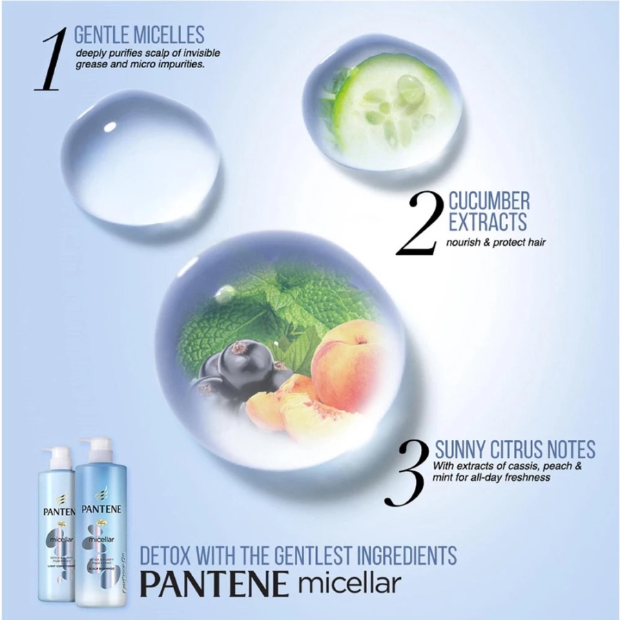 Dầu Xả Pantene Micellar Detox & Purify Algae Extract 530ml