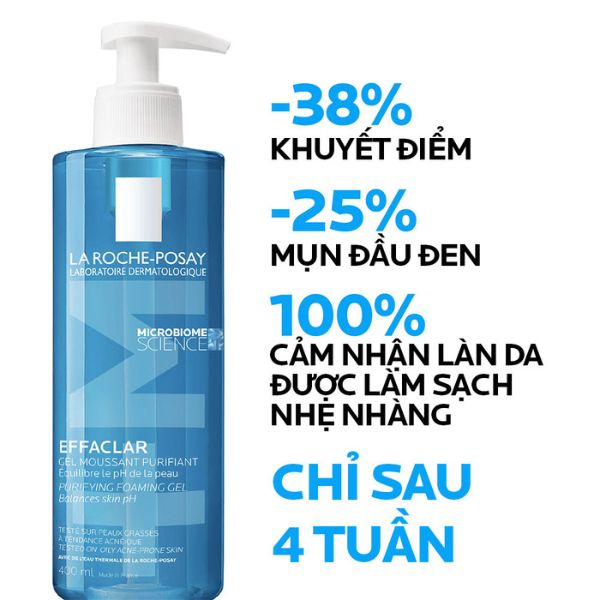 Gel Rửa Mặt La Roche-Posay Effaclar Moussant Purifiant Tạo Bọt Cho Da Dầu, Nhạy Cảm 400ml