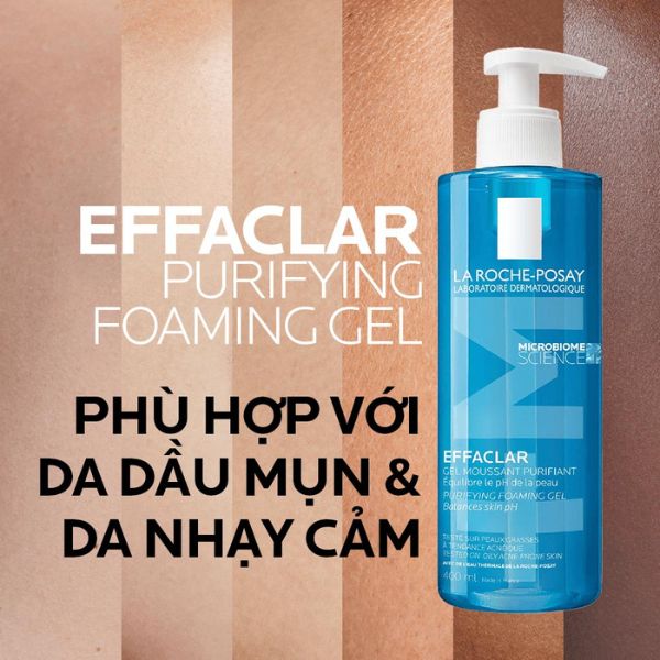 Gel Rửa Mặt La Roche-Posay Effaclar Moussant Purifiant Tạo Bọt Cho Da Dầu, Nhạy Cảm 400ml