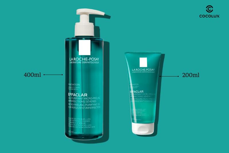 Gel Rửa Mặt La Roche-Posay Effaclar Gel Purifying Micro-Peeling Giảm Mụn có hai dung tích là 400ml và 200ml