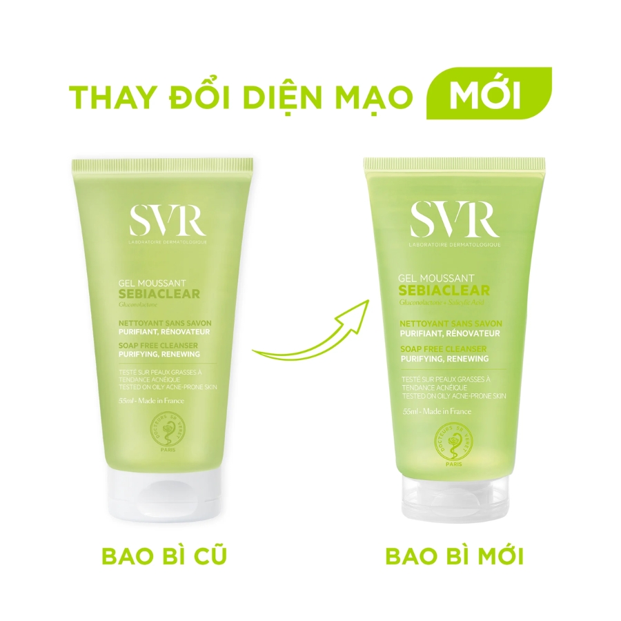 Gel Rửa Mặt SVR Sebiaclear Gel Moussant Cho Da Dầu 55ml (Mã Mới)