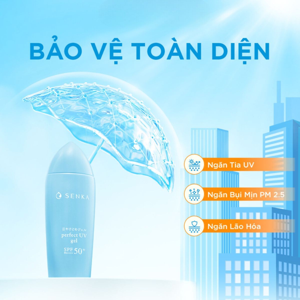 Gel Sữa Chống Nắng Senka Perfect UV Gel SPF50+ PA++++ Ẩm Mượt Cho Da Khô 80g (Mã mới)