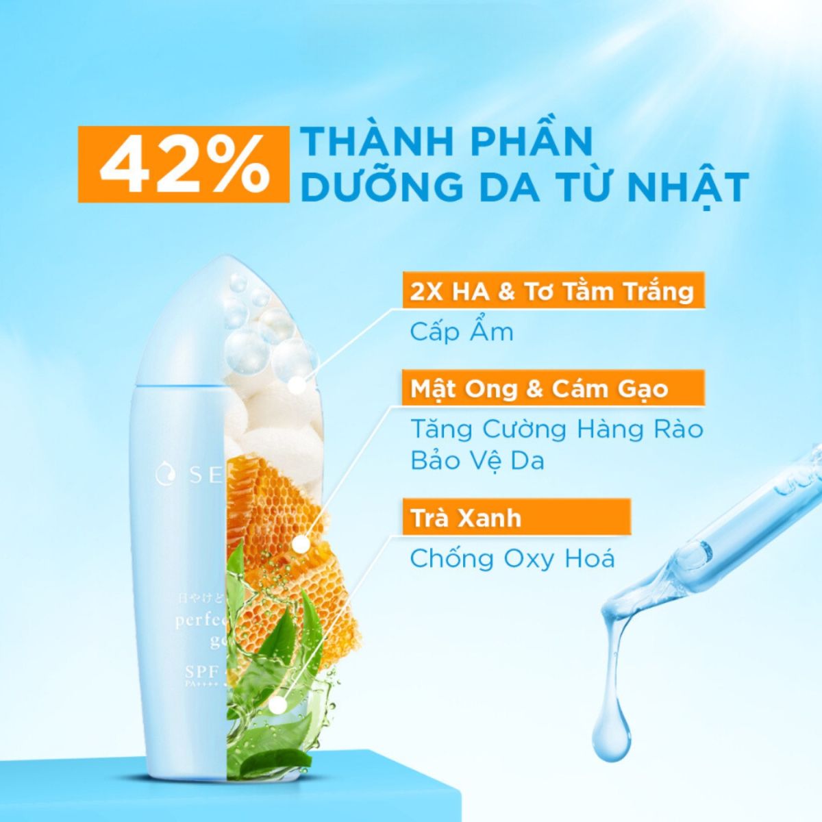 Gel Sữa Chống Nắng Senka Perfect UV Gel SPF50+ PA++++ Ẩm Mượt Cho Da Khô 80g (Mã mới)