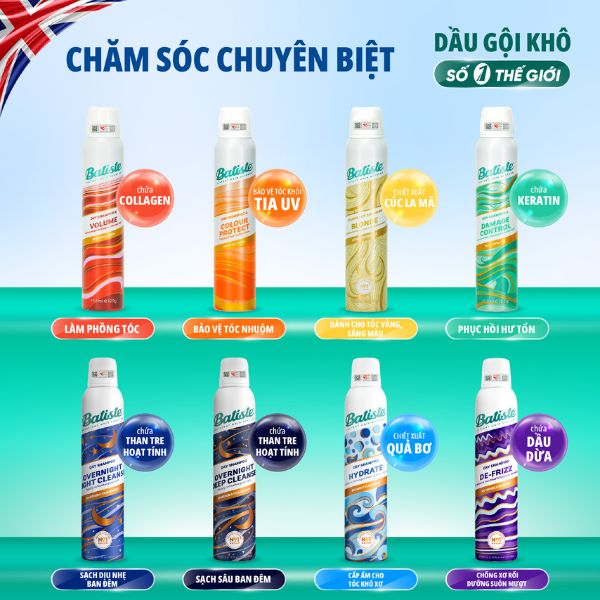 Gội Khô Batiste Chống Xơ Rối De-frizz 200ml