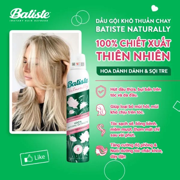 Gội Khô Batiste Cao Cấp Hoa Dành Dành Tre Vàng 200ml