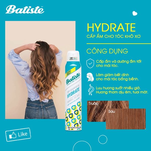 Gội Khô Batiste Cấp Ẩm Cho Tóc Khô Hydrate 200ml