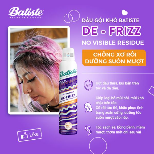 Gội Khô Batiste Chống Xơ Rối De-frizz 200ml