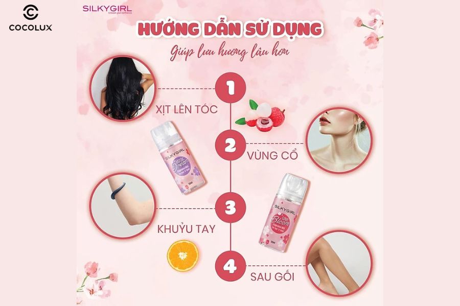 Hướng dẫn sử dụng xịt thơm toàn thân và tóc SilkyGirl