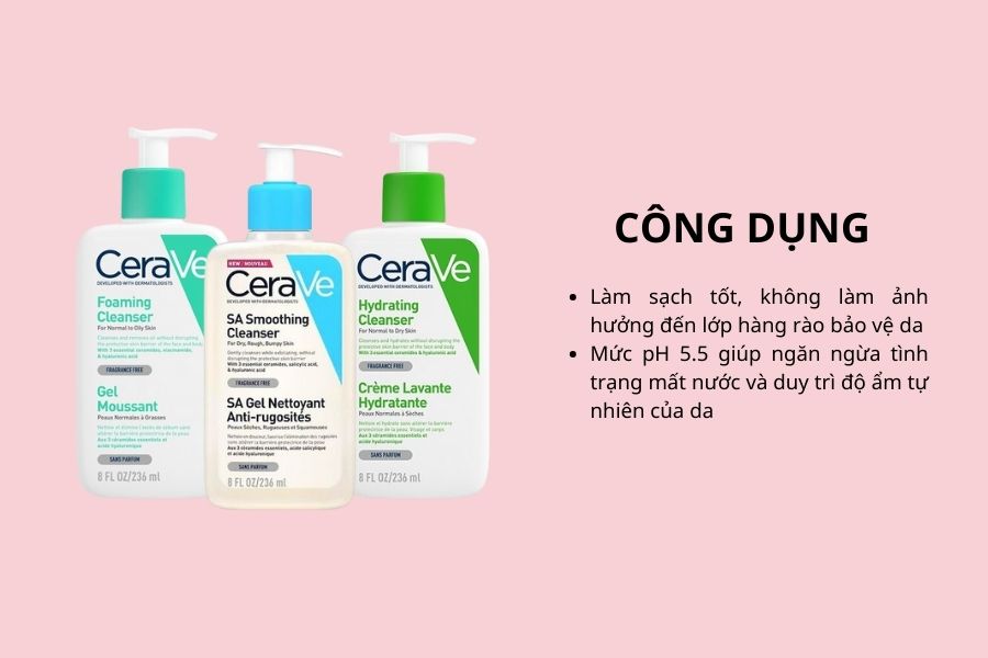 C&ocirc;ng dụng của&nbsp;sữa rửa mặt Cerave