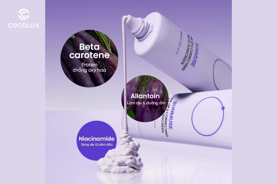 Th&agrave;nh phần của kem chống nắng Beplain m&agrave;u T&iacute;m Nhạt