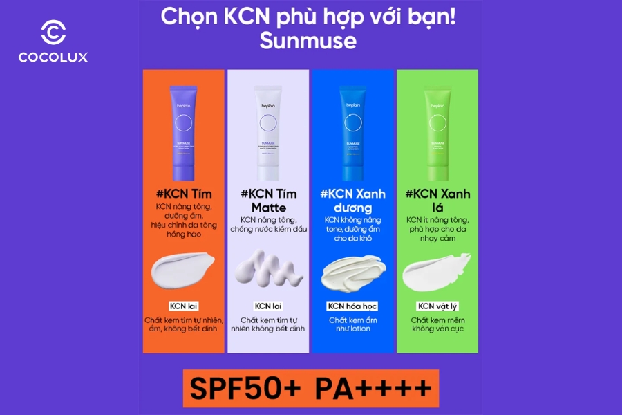 Ph&acirc;n loại kem chống nắng Beplain