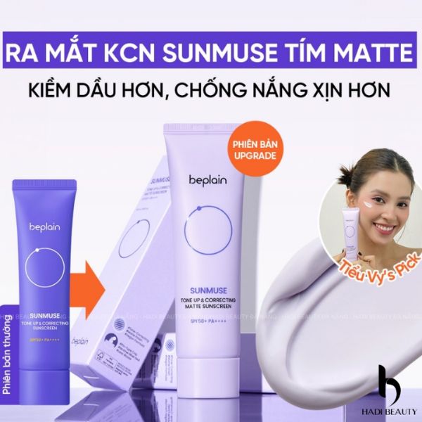 Kem Chống Nắng Beplain Sunmuse Tone Up & Correcting Matte Sunscreen SPF50+ PA++++ (Tím Nhạt) -10ml