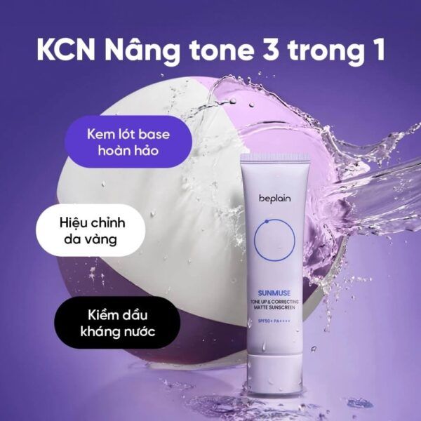 Kem Chống Nắng Beplain Sunmuse Tone Up & Correcting Matte Sunscreen SPF50+ PA++++ (Tím Nhạt)