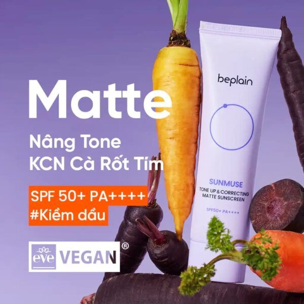 Kem Chống Nắng Beplain Sunmuse Tone Up & Correcting Matte Sunscreen SPF50+ PA++++ (Tím Nhạt) -10ml