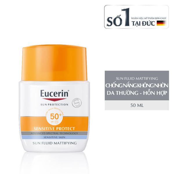 Kem Chống Nắng Eucerin Sun Fluid Mattifying SPF 50+ Cho Da Thường, Hỗn Hợp 50ml