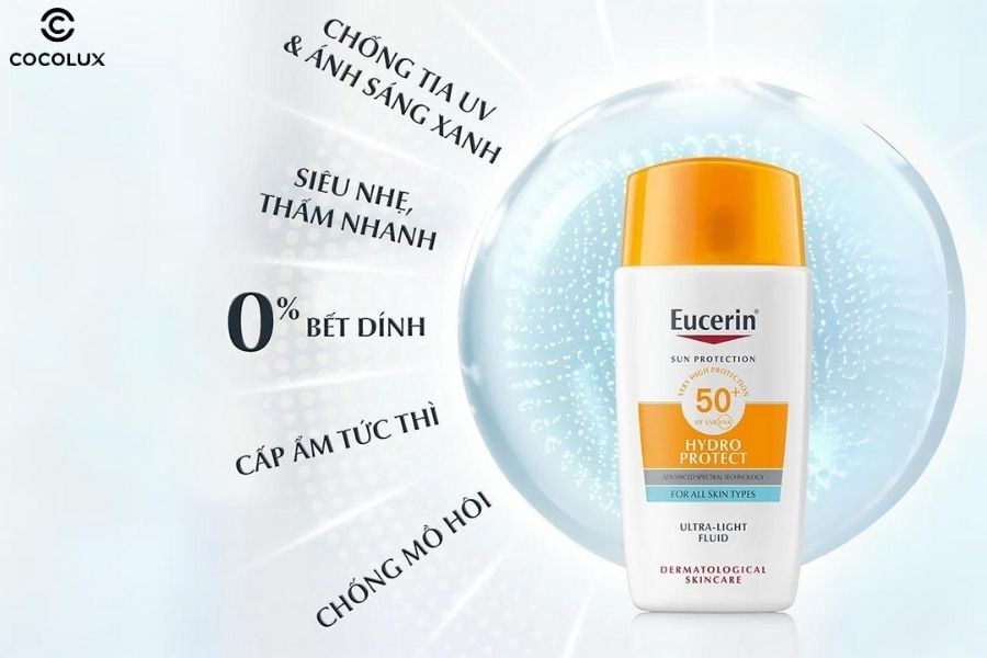 Những ưu điểm của kem chống nắng Eucerin Hydro Protect Ultra Light Fluid SPF 50+
