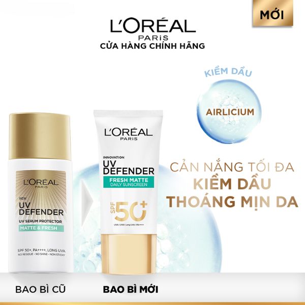 Kem Chống Nắng Loreal UV Defender Matte & Fresh Kiềm Dầu Thoáng Mịn 50ml