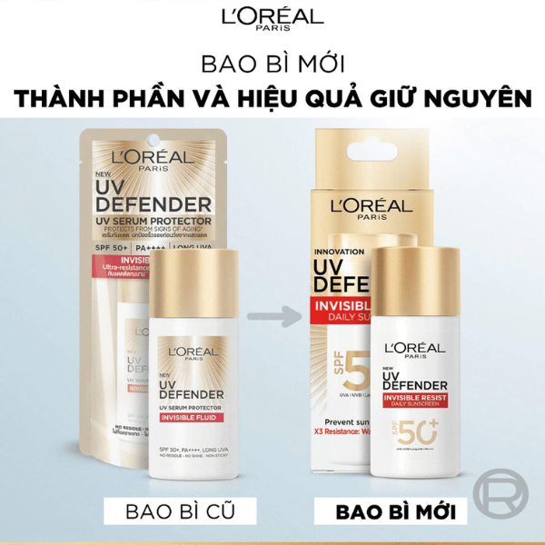 Kem chống nắng L'Oreal Paris UV Defender Serum Invisible Fluid mỏng nhẹ 50ml