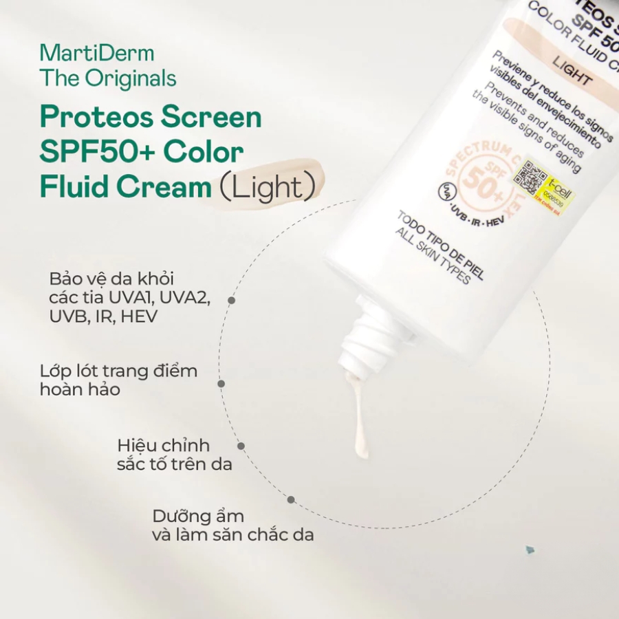 Kem Chống Nắng MartiDerm The Originals Proteos Screen SPF50+ 40ml - Light