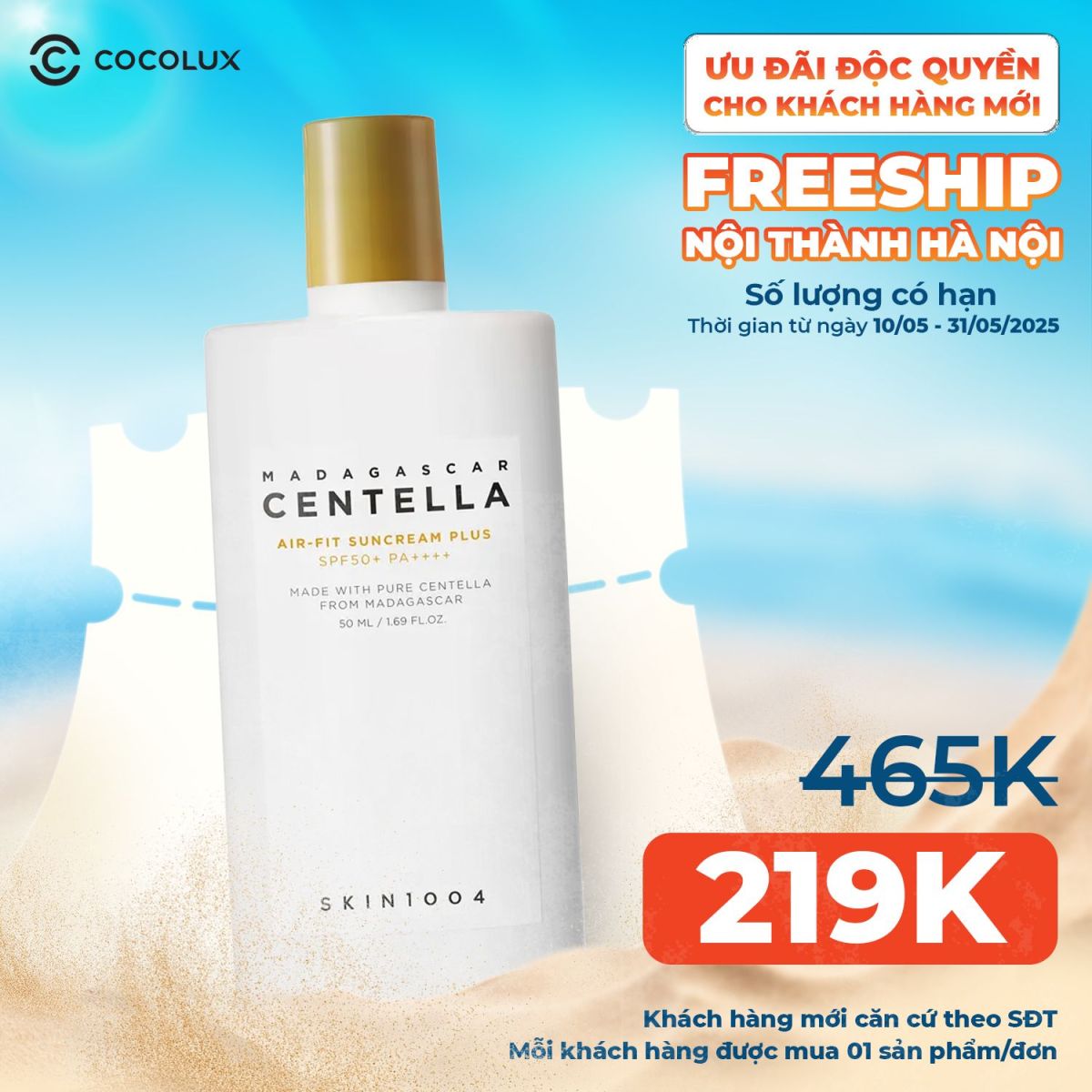 Kem Chống Nắng Skin1004 Madagascar Centella Air-Fit Suncream Plus SPF50+ PA++++ Chiết Xuất Rau Má 50ml