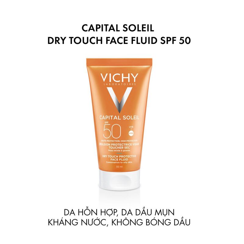 Kem Chống Nắng Vichy Capital Soleil Dry Touch Face Fluid Không Nhờn Rít SPF50 50ml