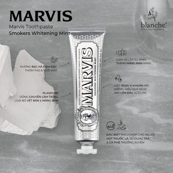 Kem Đánh Răng MARVIS Smokers Whitening Mint - Trắng Hút Thuốc
