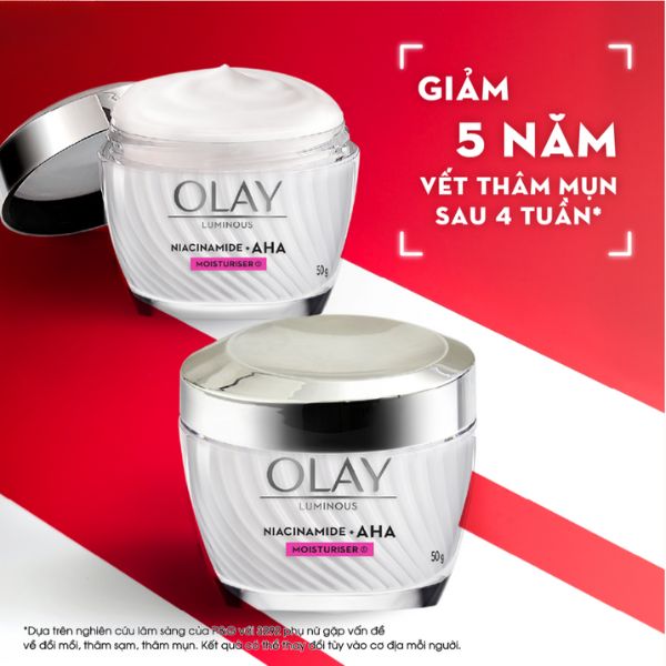 Kem Dưỡng Ẩm Olay Luminous Niacinamide AHA Sáng Da, Mờ Thâm Mụn 50g