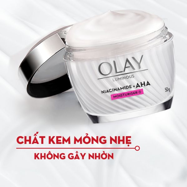 Kem Dưỡng Ẩm Olay Luminous Niacinamide AHA Sáng Da, Mờ Thâm Mụn 50g