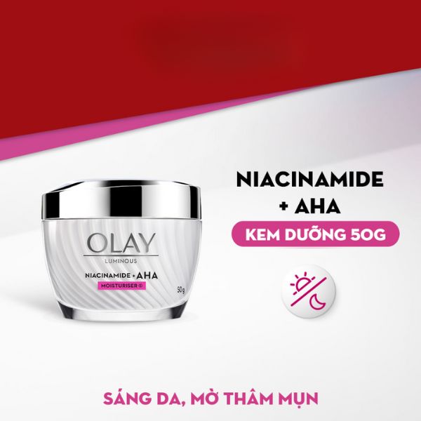 Kem Dưỡng Ẩm Olay Luminous Niacinamide AHA Sáng Da, Mờ Thâm Mụn 50g