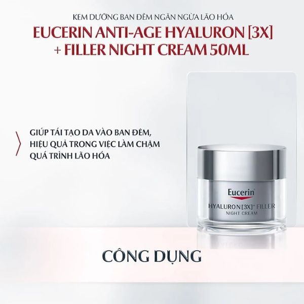 Kem Dưỡng Eucerin Giúp Giảm Nếp Nhăn Ban Đêm Anti - AGE Hyaluron (3x) + Filler 50ml