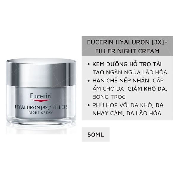 Kem Dưỡng Eucerin Giúp Giảm Nếp Nhăn Ban Đêm Anti - AGE Hyaluron (3x) + Filler 50ml