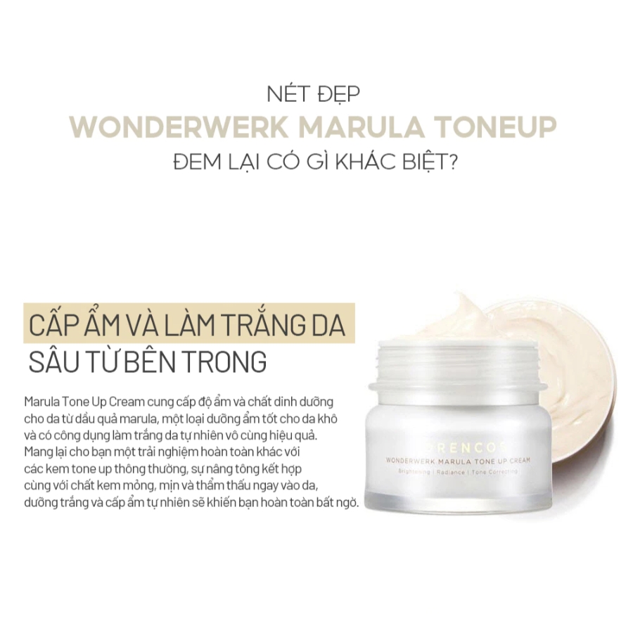 Kem Dưỡng Forencos Trắng Da, Nâng Tông Wonderwerk Marula Tone Up Cream 50ml