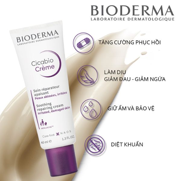 Kem Dưỡng Phục Hồi Da Bioderma Cicabio Creme+ 40ml