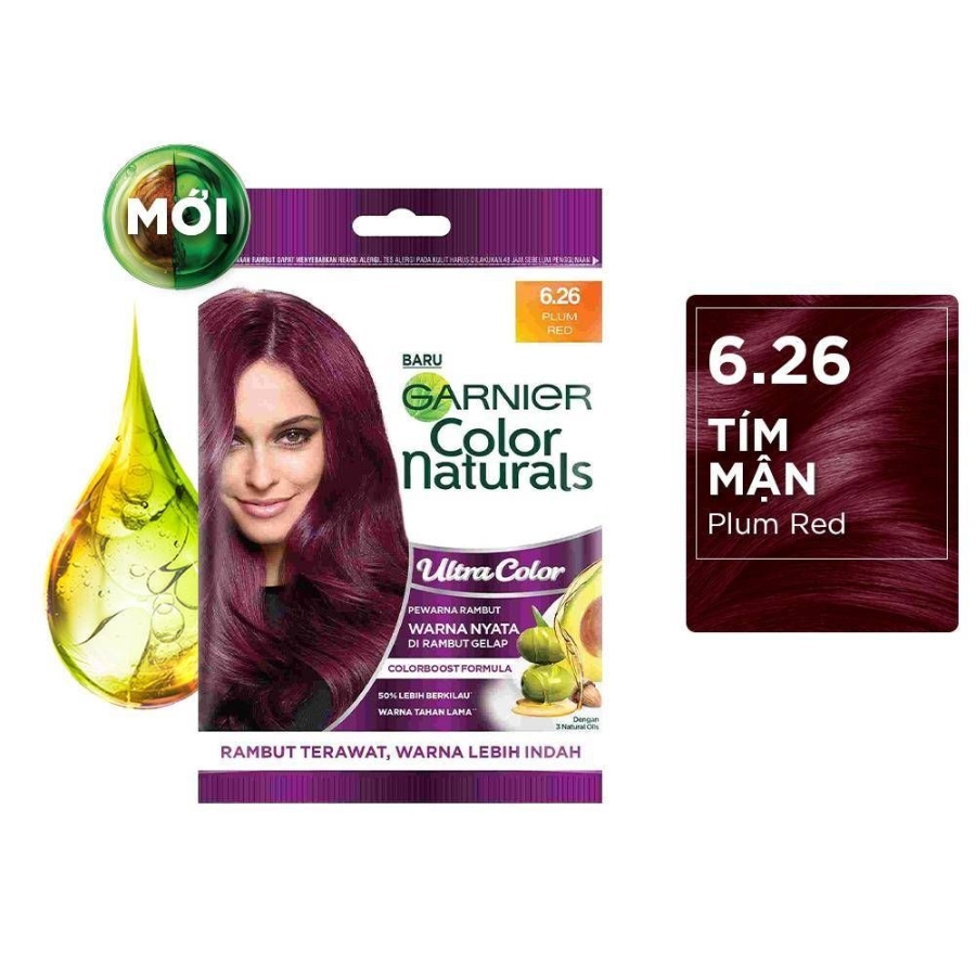 Kem Nhuộm Tóc Garnier Color Naturals Creme Riche Màu 6.26 Đỏ Mận (Gói)