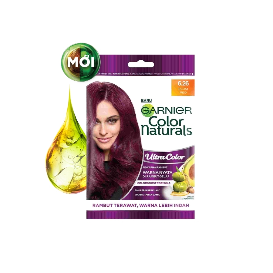 Kem Nhuộm Tóc Garnier Color Naturals Creme Riche Màu 6.26 Đỏ Mận (Gói)