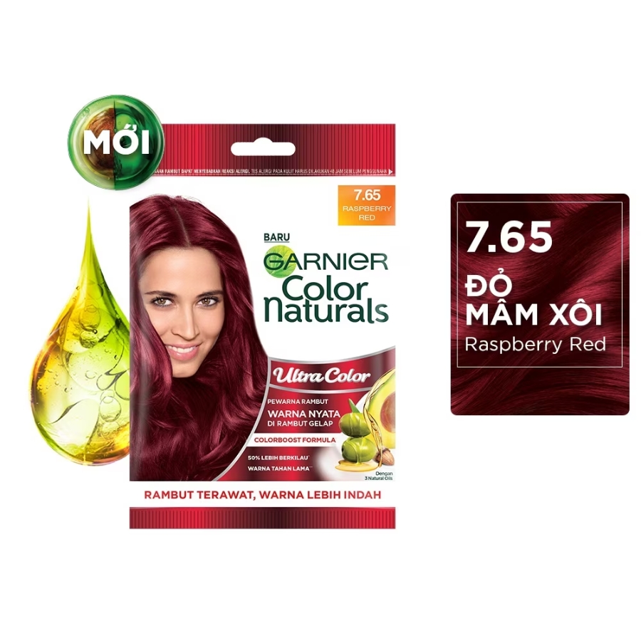 Kem Nhuộm Tóc Garnier Color Naturals Creme Riche Màu 7.65 Đỏ Thuần (Gói)