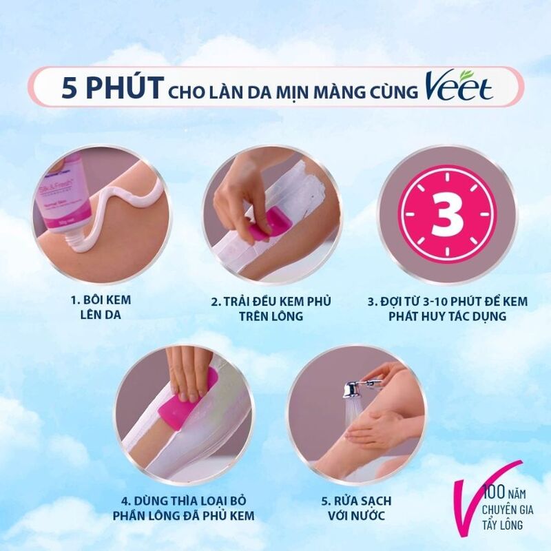 Kem Tẩy Lông Veet Pure Hair Removal Cream Lô Hội Dành Cho Da Nhạy Cảm 100g