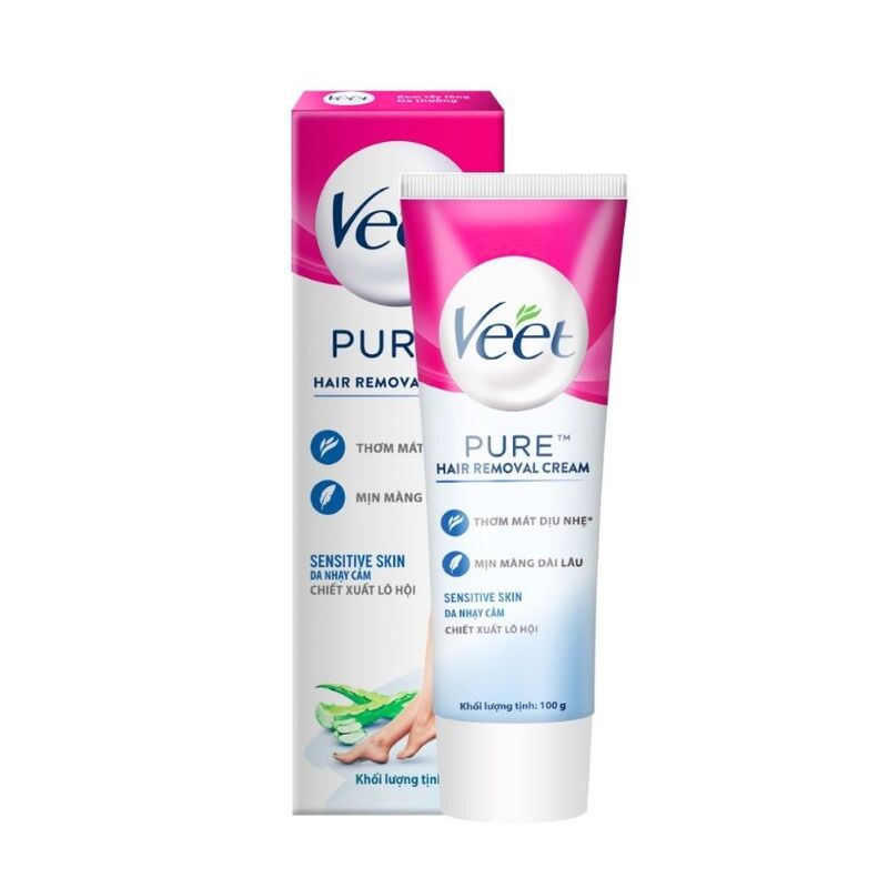 Kem Tẩy Lông Veet Pure Hair Removal Cream Lô Hội Dành Cho Da Nhạy Cảm 100g