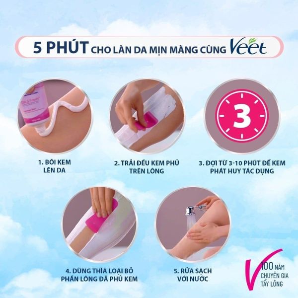 Kem Tẩy Lông Veet Pure Hair Removal Cream Lô Hội Dành Cho Da Nhạy Cảm 50g