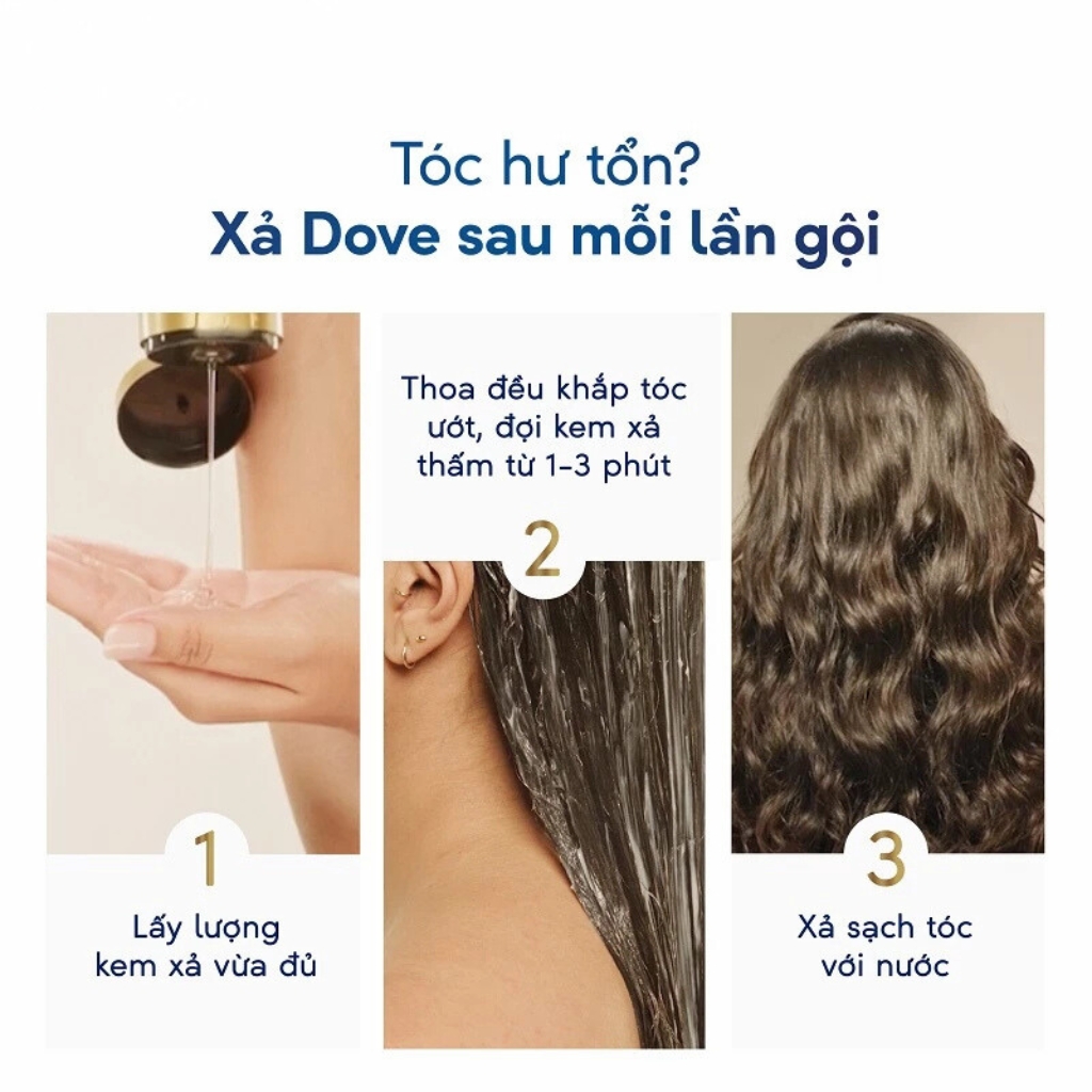 Cách dùng Kem Xả Serum Dove Ceramide Phục Hồi Hư Tổn 320g