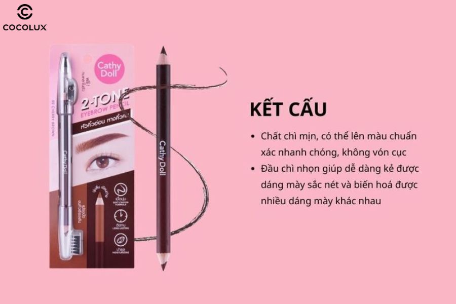 Kết cấu của chì kẻ mày Cathy Doll 2-Tone Eyebrow Pencil