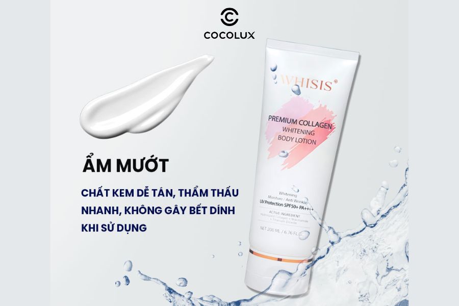 Kết cấu của Kem Dưỡng Thể Whisis Premium Collagen Whitening Body Lotion