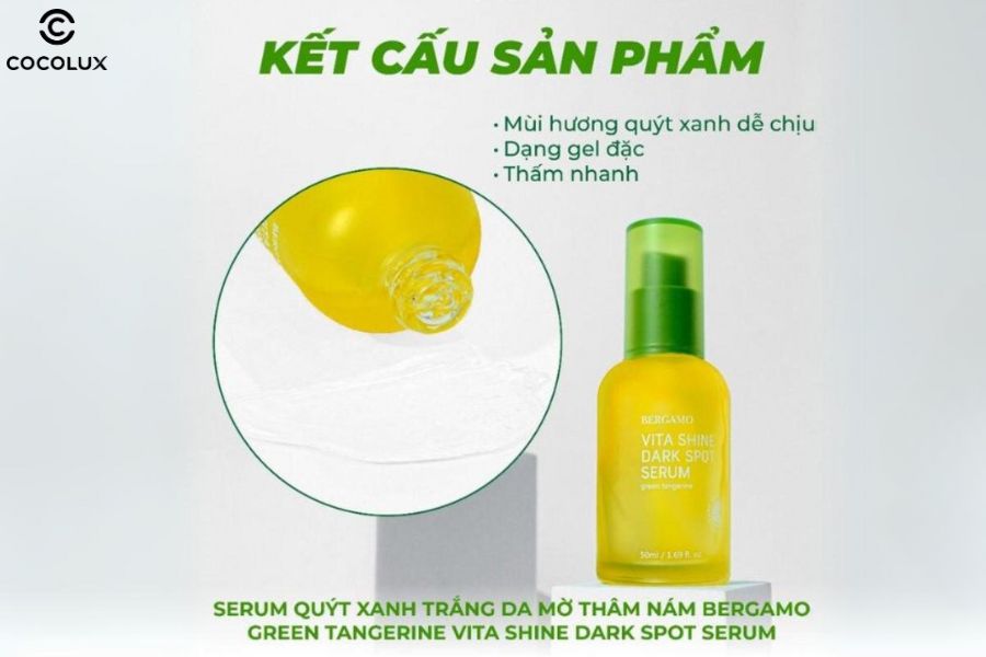 Kết cấu của tinh chất Bergamo quýt xanh trắng da mờ thâm nám
