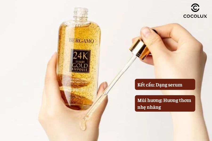 Kết cấu mùi hương tinh chất Bergamo vàng 24k luxury gold ampoule